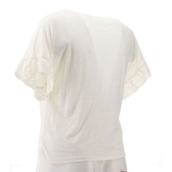 G Giuliana Eyelet Trim Top 736-023 Ivory XS - Picture 4 of 5